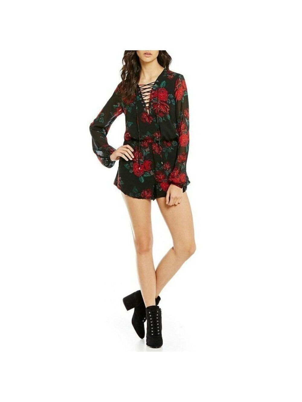 Lovers + Friends Violetta Rose Print Romper S